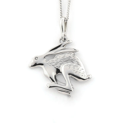 Designer solid silver carved Hare necklace.