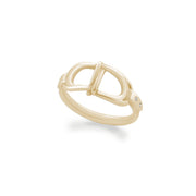 designer gold and diamond interlacing stirrup ring