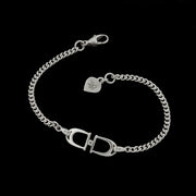 Solid silver designer double stirrup and chain bracelet
