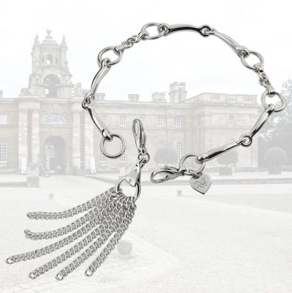 Designer solid silver equestrian  bit bracelet with detachable chain tassel
