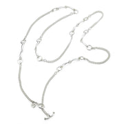 designer solid silver lariat horsebit and chain necklace