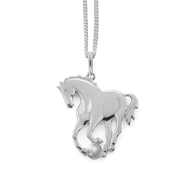 Silver Prancing Horse Pendant