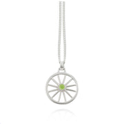 Silver  Carriage Wheel & Gemstone Necklace