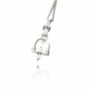 Designer solid sterling silver vintage stirrup inspired necklace.