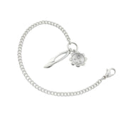 designer solid silver curb chain bracelet with retro daisy and leafstem charms
