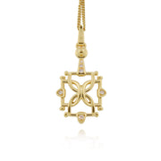 solid gold and diamond, horsebits in a square necklace