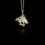 designer gold carved Hare necklace