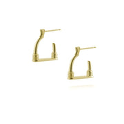 designer 9ct gold vintage stirrup inspired hoop Badminton earrings on white