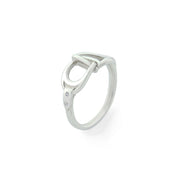 designer white  gold and diamond interlacing stirrup ring