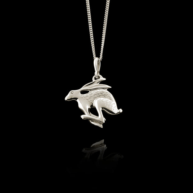 silver handcarved Hare necklace