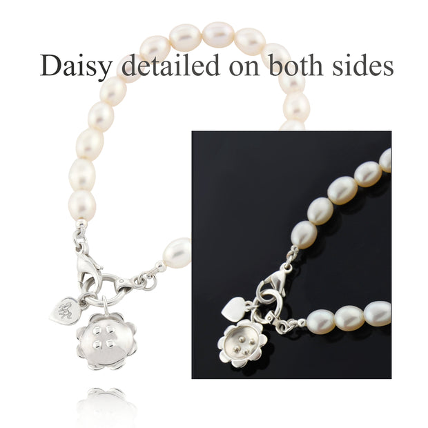 Silver Daisy & Pearl Bracelet