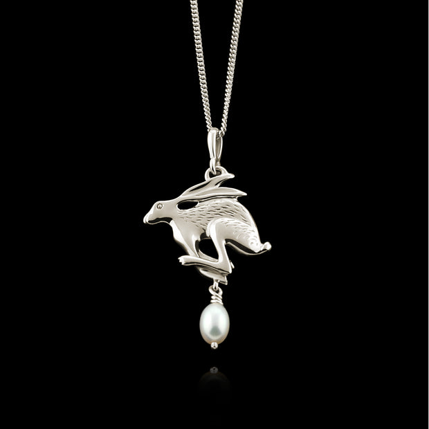 Silver Hare & Pearl Necklace