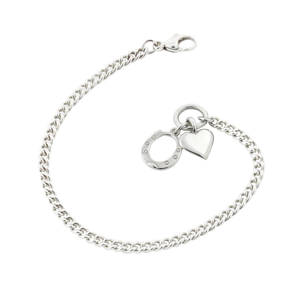 heavy chain horseshoe and heart bracelet