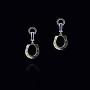 silver horseshoe drop earrings with bit top detail