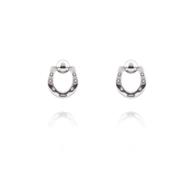 designer silver horseshoe stud earrings