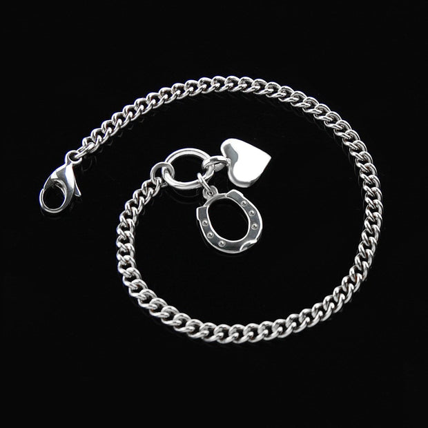 heavy chain horseshoe and heart bracelet