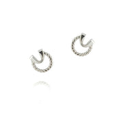 silver rope and leather strap polo stud earrings