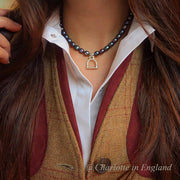 black cultured pearl necklace worn by blogger charlotte in england 