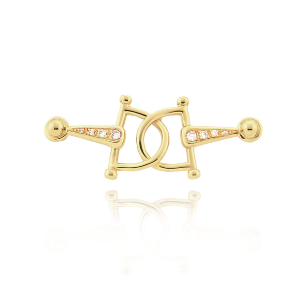 designer solid gold and eight diamond, horsebit stockpin brooch.