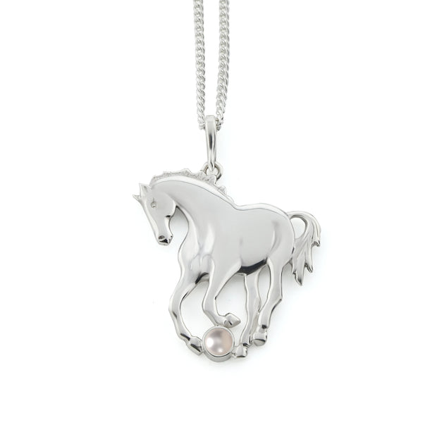 Silver Prancing Horse Necklace