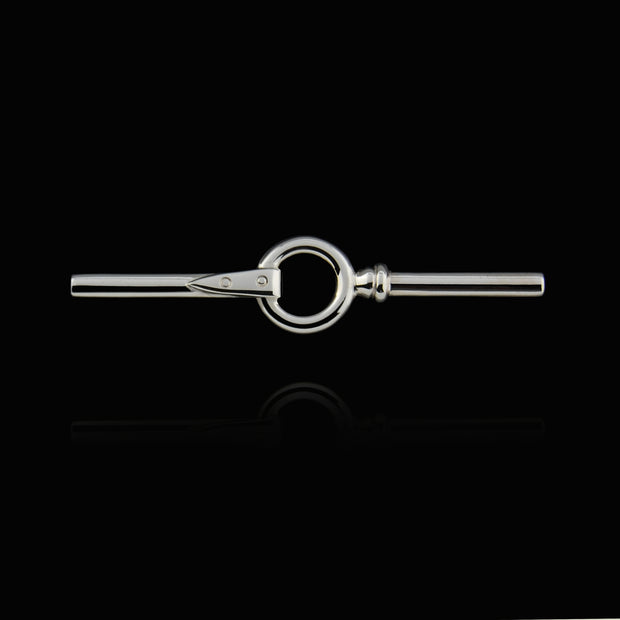 designer solid silver equestrian inspired stocpin brooch on black background