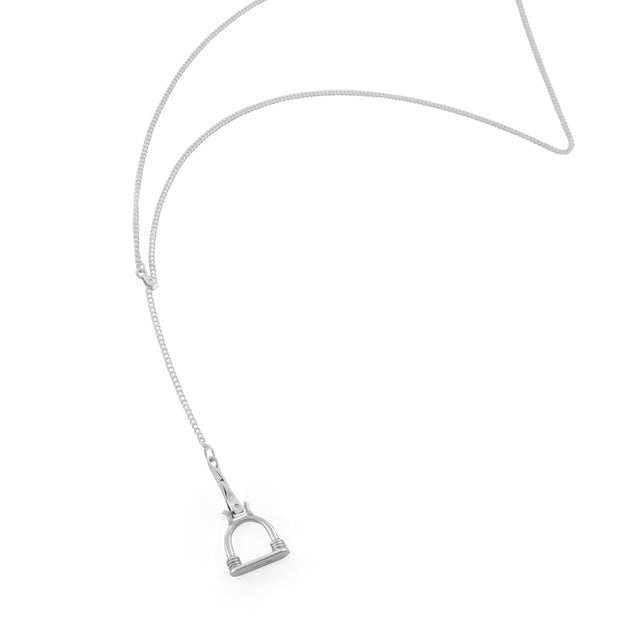 Silver Stirrup Badminton Lariat Necklace