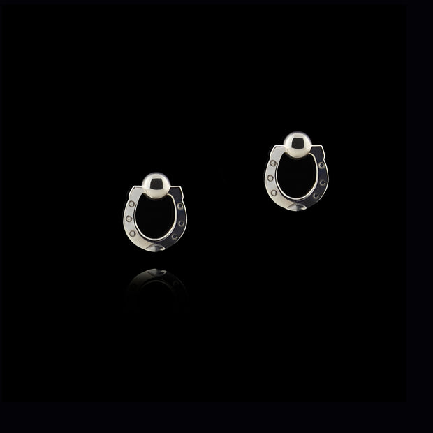 designer silver horseshoe stud earrings