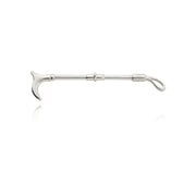 designer solid silver crop stockpin brooch on white background with reflection