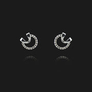 silver rope and leather strap polo stud earrings