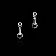 designer solid silver windsor horsebit drop earrings on black background