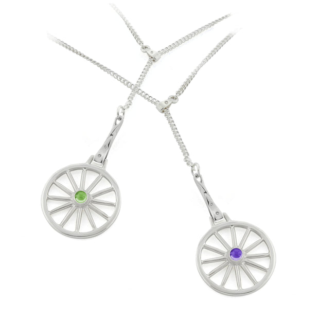Silver Lariat Carriage Wheel Necklace