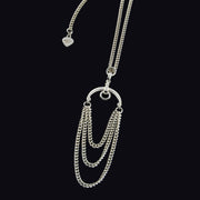 designer solid silver three chain necklace inspired by a pelham horsebit.